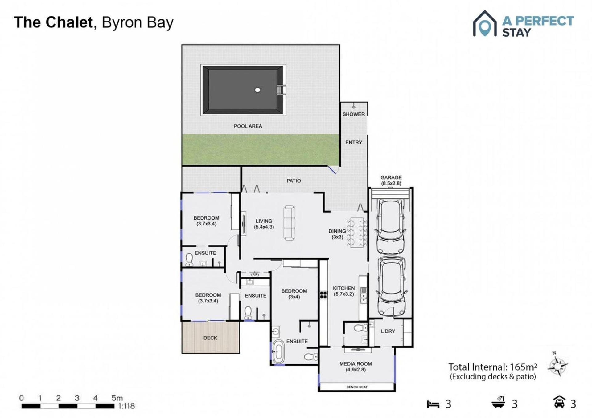 The Chalet - Designer 3 Bedroom Retreat With Pool *